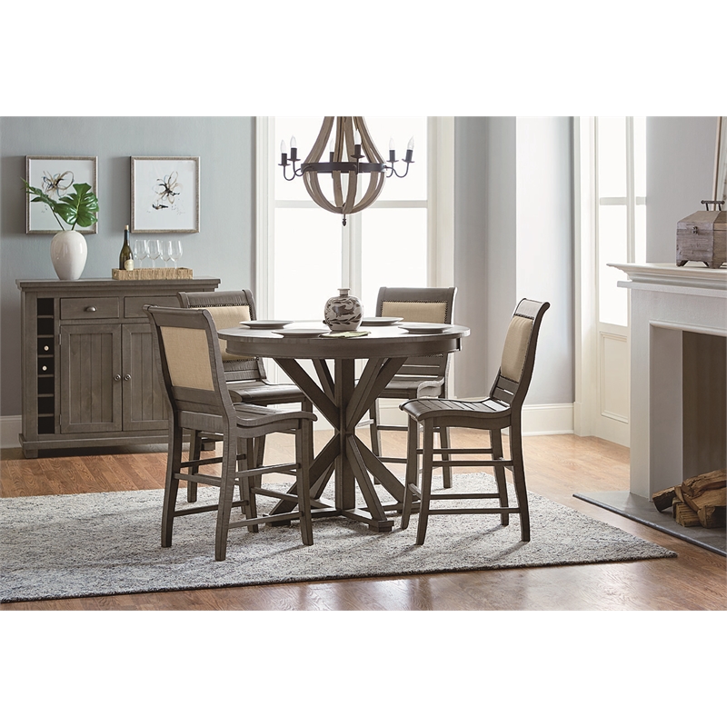 willow distressed white round counter table