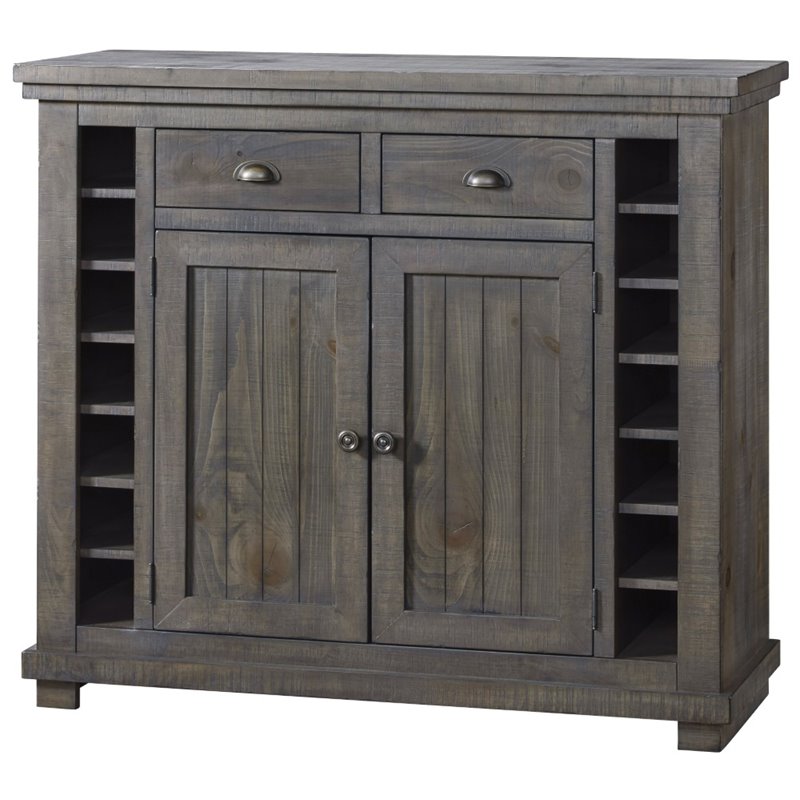 Progressive Furniture Willow Wood Wine Rack Server in Distressed Dark ...
