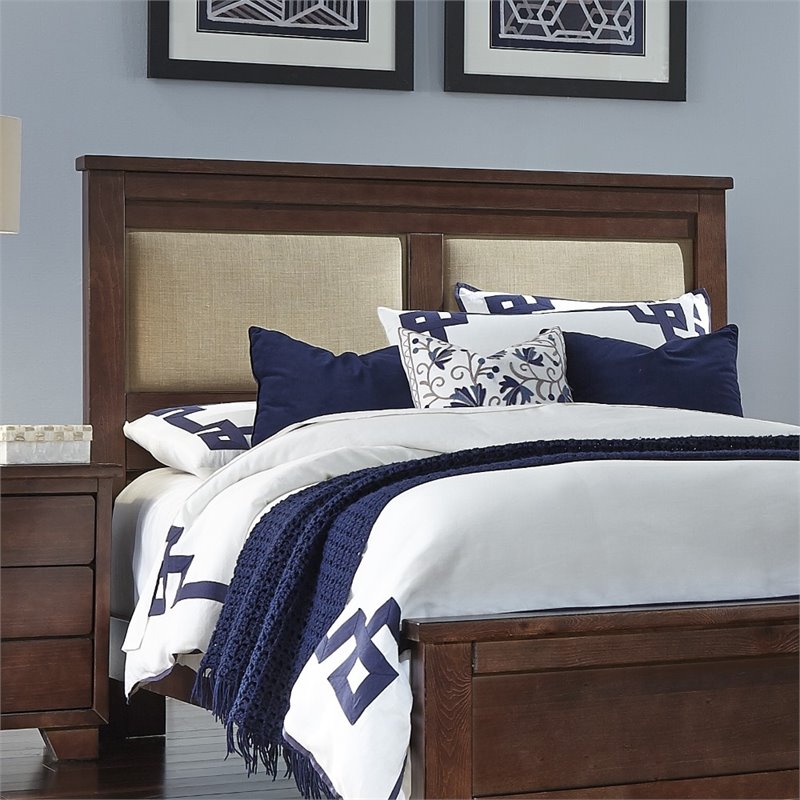 Progressive Diego Upholstered Full Queen Headboard in Espresso Pine