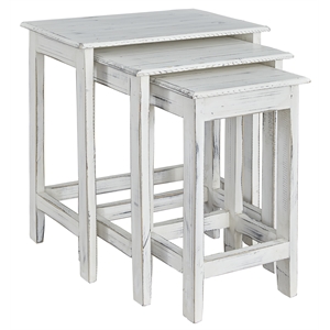 progressive furniture logan set of 3 nesting accent tables in chalk white