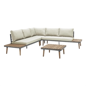 progressive furniture dockside outdoor sectional in brown/cream