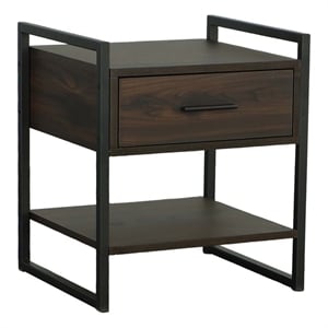 progressive furniture leo accent nightstand in sable brown/metal
