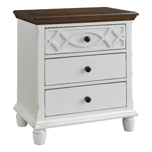 progressive furniture granada wood nightstand in oak brown/vanilla white