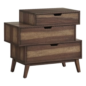 progressive furniture bungalow 3-drawer wood nightstand in caramel brown