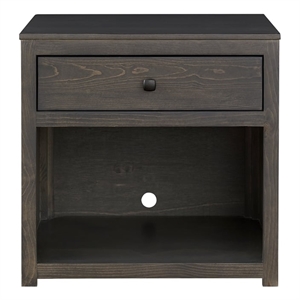 progressive furniture champion 1-drawer wood nightstand in stone brown