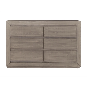 progressive furniture palisades 6-drawer wood double dresser in stone gray-beige