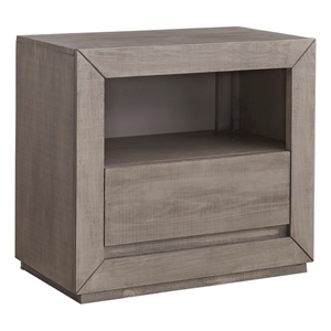 progressive furniture palisades 1-drawer wood nightstand in stone gray-beige