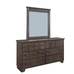 progressive furniture river oaks wood drawer dresser & mirror in saddle brown