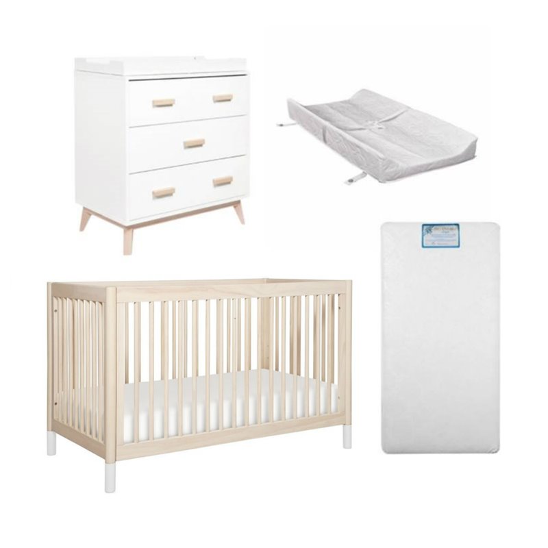 4 Piece Nursery Furniture Set With Changer And Crib White Natural 4 Piece Nursery Furniture Set With Changer And Crib White Natural