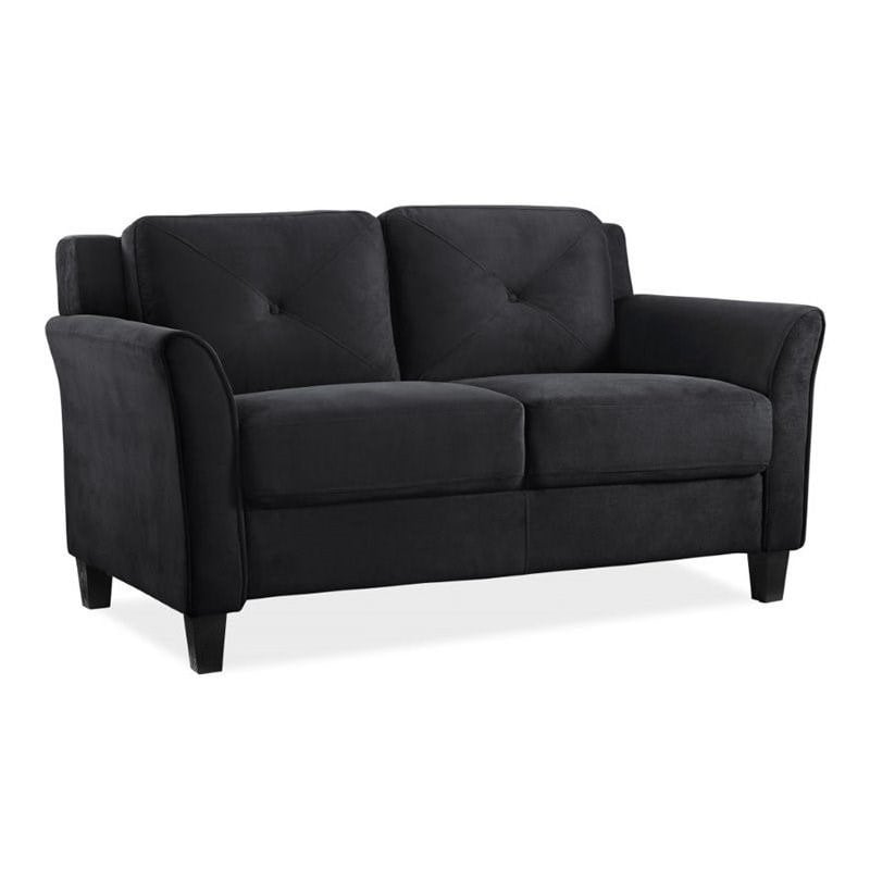 Home Square Transitional 2 Piece Set with Sofa and Loveseat in Black