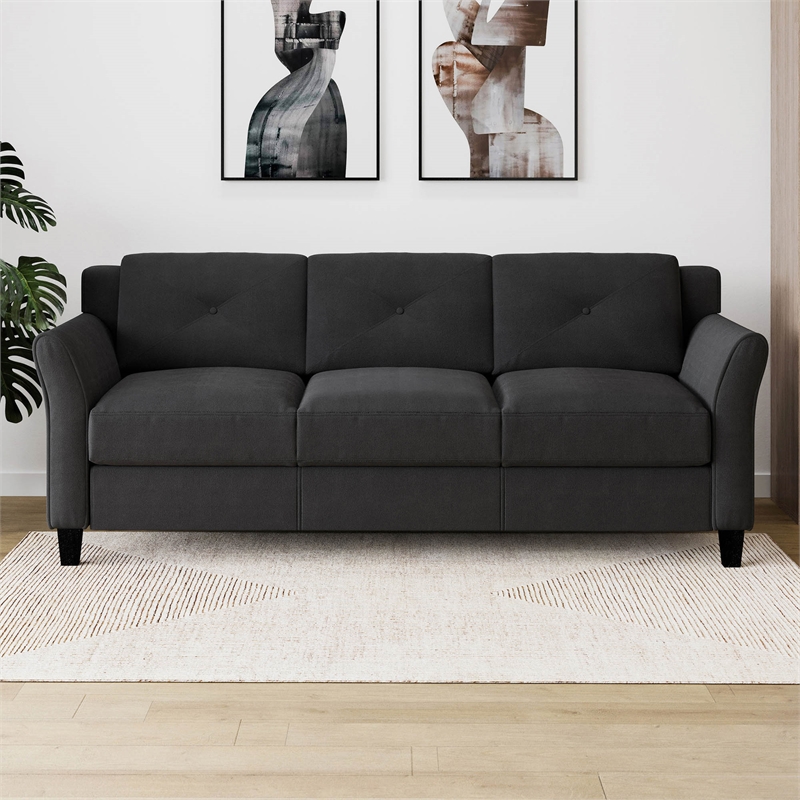 Home Square Transitional 2 Piece Set with Sofa and Loveseat in Black