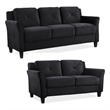 Home Square Transitional 2 Piece Set with Sofa and Loveseat in Black