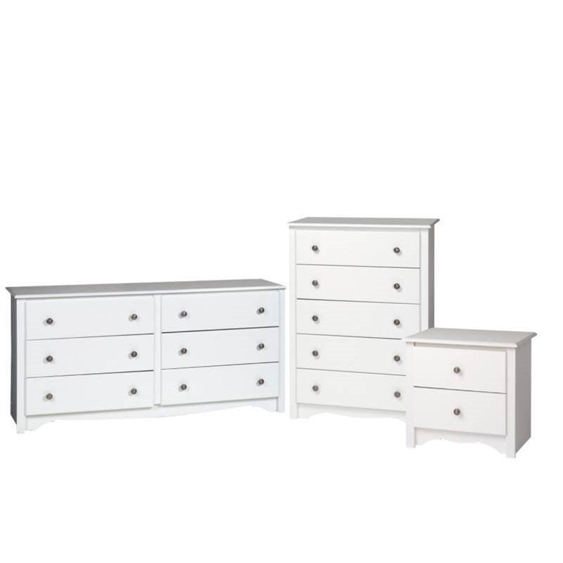 3 Piece Set With Dresser Chest And, White Bedroom Dresser And Nightstand Set