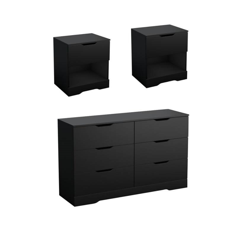 Home Square3 Piece Set With Dresser And Set Of 2 Nightstand In Pure Black Dailymail