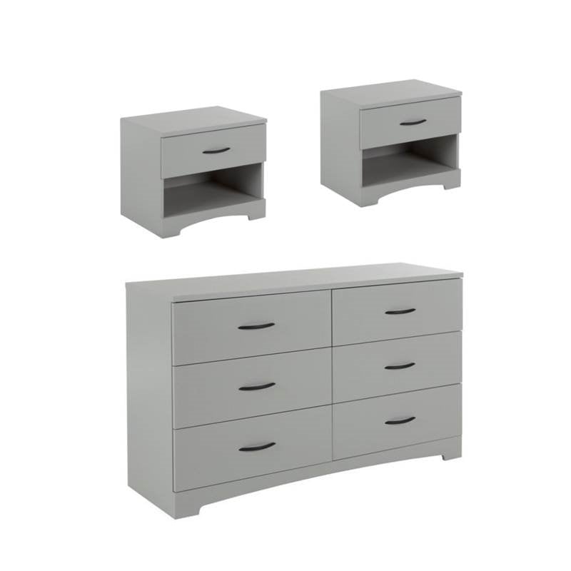 3 Piece Set With Set Of 2 Nightstand And Dresser In Soft Gray 1765990 Pkg