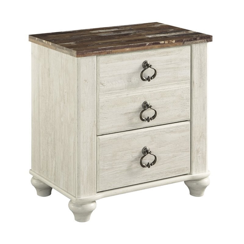 rustic whitewashed nightstand