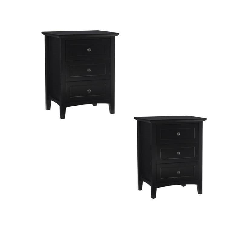 Set of 2 Nightstand with 3 Drawers in Black 1767948PKG