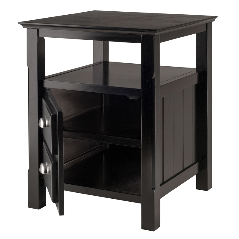 Set of 2 Nightstand with 2 Drawers in Black
