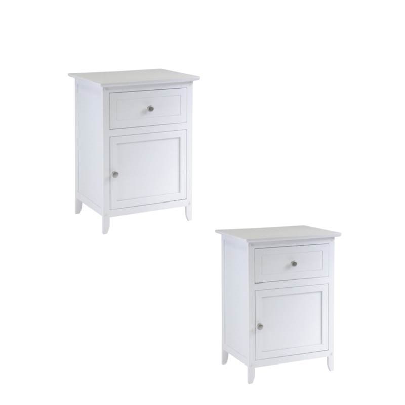 Set of 2 Nightstand in White