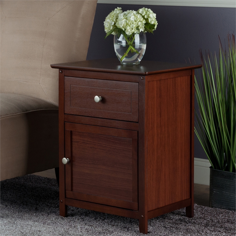 Set of 2 Nightstand in Antique Walnut