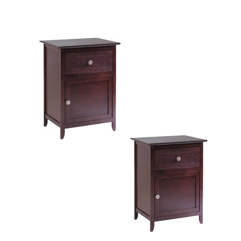 Set of 2 Nightstand in Antique Walnut