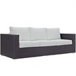 3 Piece Outdoor Sofa Set with Sofa, Loveseat, and Chair in Espresso and White