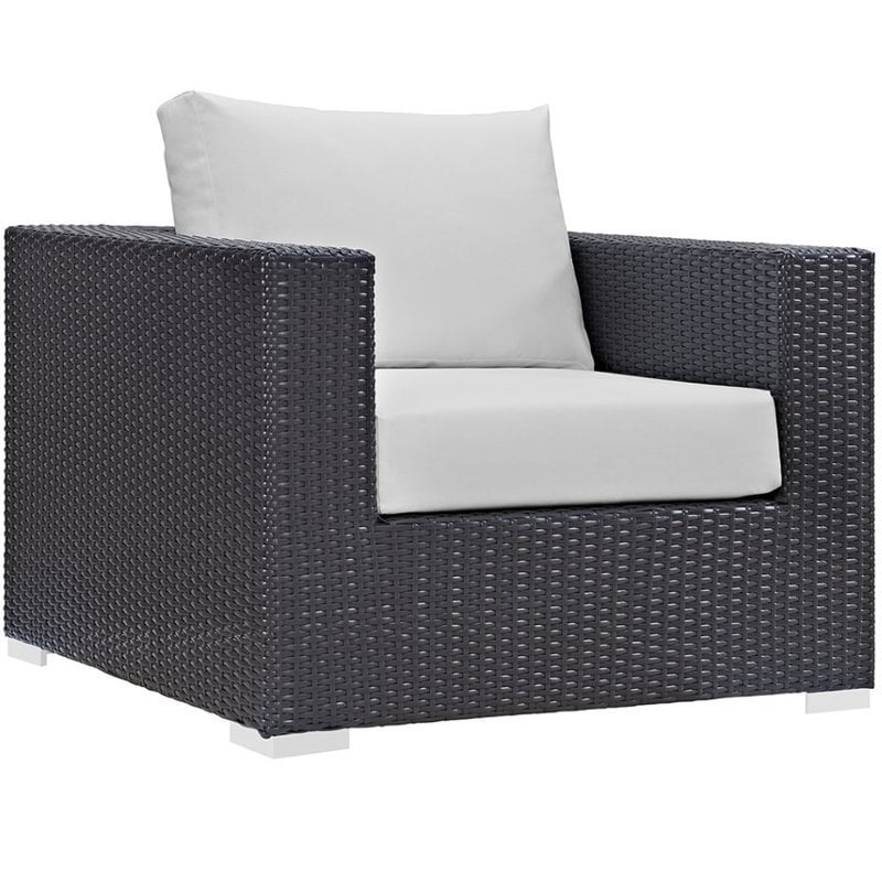 3 Piece Outdoor Sofa Set with Sofa, Loveseat, and Chair in Espresso and White