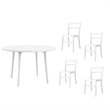 5 Piece Modern Patio Dining Set with Dining Table and Set of 4 Dining Chair in White