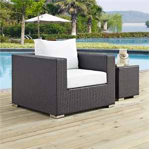 Home Square 2 Piece Rattan and Aluminum Outdoor Patio Chair Set - Espresso/White