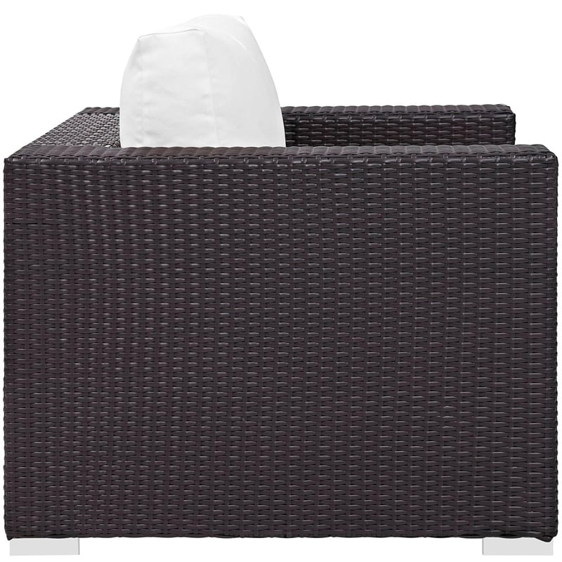 Home Square 2 Piece Rattan and Aluminum Outdoor Patio Chair Set - Espresso/White