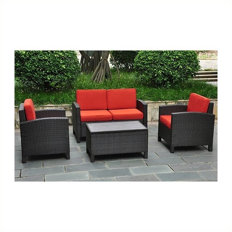 5 Piece Patio Set With Loveseat Storage Coffee Table 2 Chairs And Umbrella 1786549 Pkg