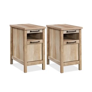set of 2 end table/ side table with pull-out shelf and one drawer in lintel oak