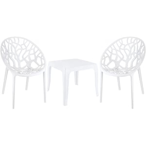 5 Piece Patio Dining Set with Dining Table and Set of 4 Dining Chairs in White