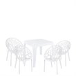 5 Piece Patio Dining Set with Dining Table and Set of 4 Dining Chairs in White
