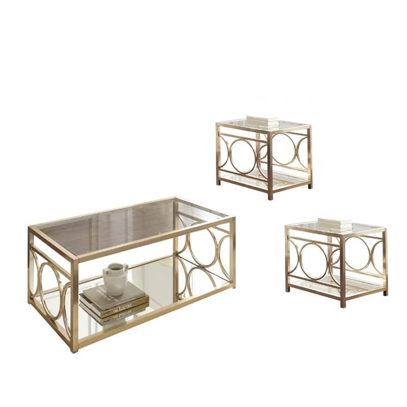 3 Piece Coffee Table Set With And Of 2 End In 3 Piece Coffee Table Set With And Of 2 End In Gold