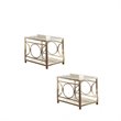 Set of 2 Glass Top End Table in Gold Chrome