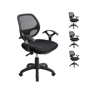set of 4 mesh office chairs in black