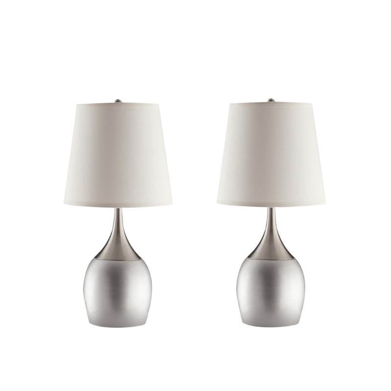 Set of 2 Modern Table Lamps in Silver 
