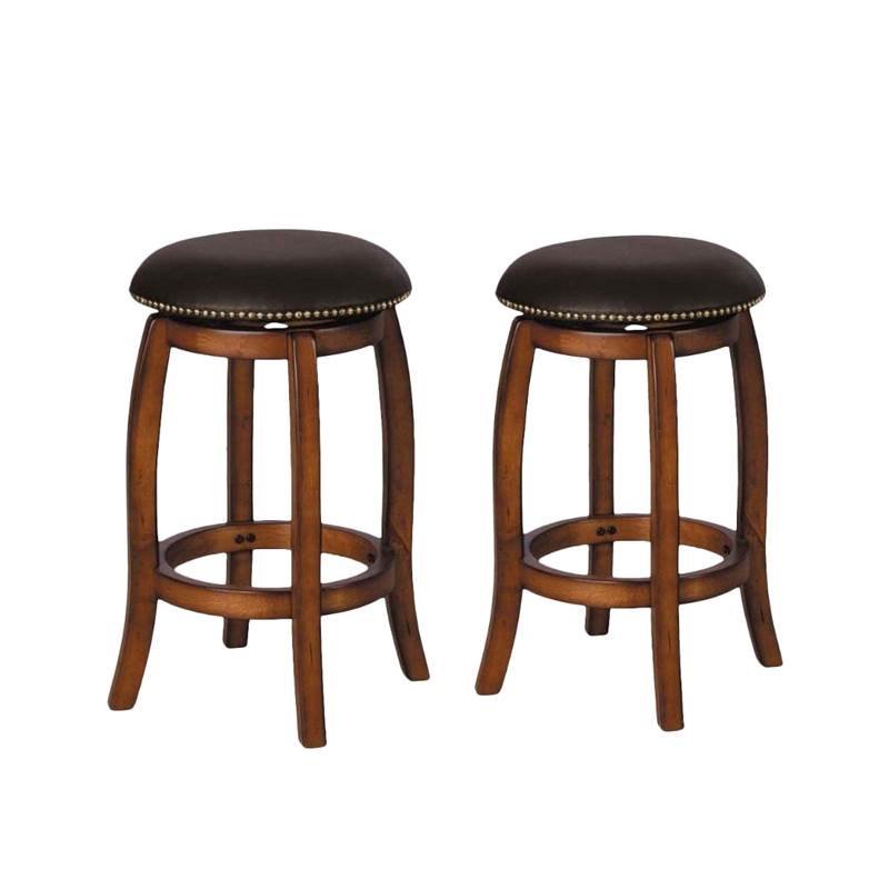 24 Leather Swivel Bar Stool In Vintage Oak Set Of 2 1790998 Pkg 24