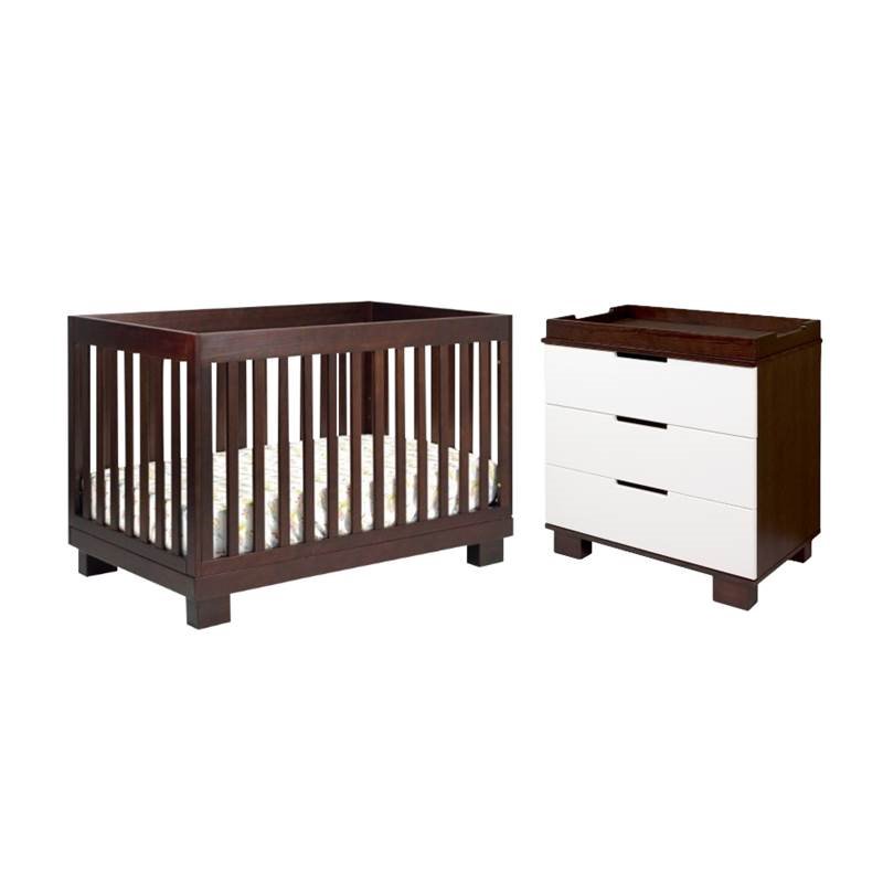 2 Piece Nursery Set With Crib And Changing Table Set In Espresso