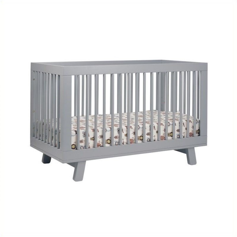 2 Piece Nursery Set With Crib And Changing Table Set In Gray