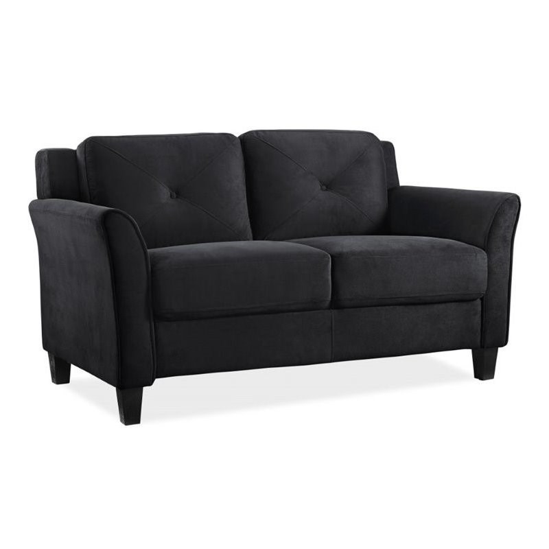 2 Piece Living Room Sofa and Loveseat Set in Black