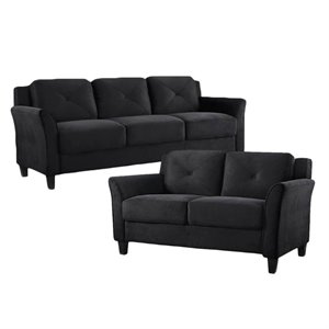 2 piece living room sofa and loveseat set in black