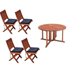 5 piece patio dining set with dining table and set of 4 dining chairs in cinnamon brown