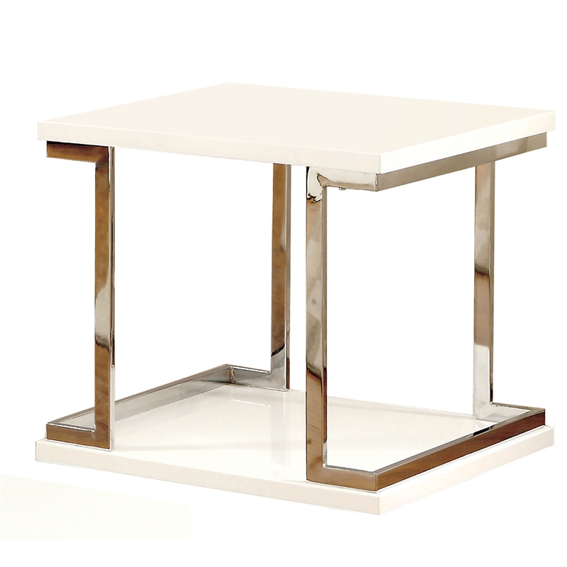 Home Square Wood Square End Table in White (Set of 2)