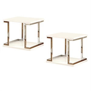 Home Square Wood Square End Table in White (Set of 2)