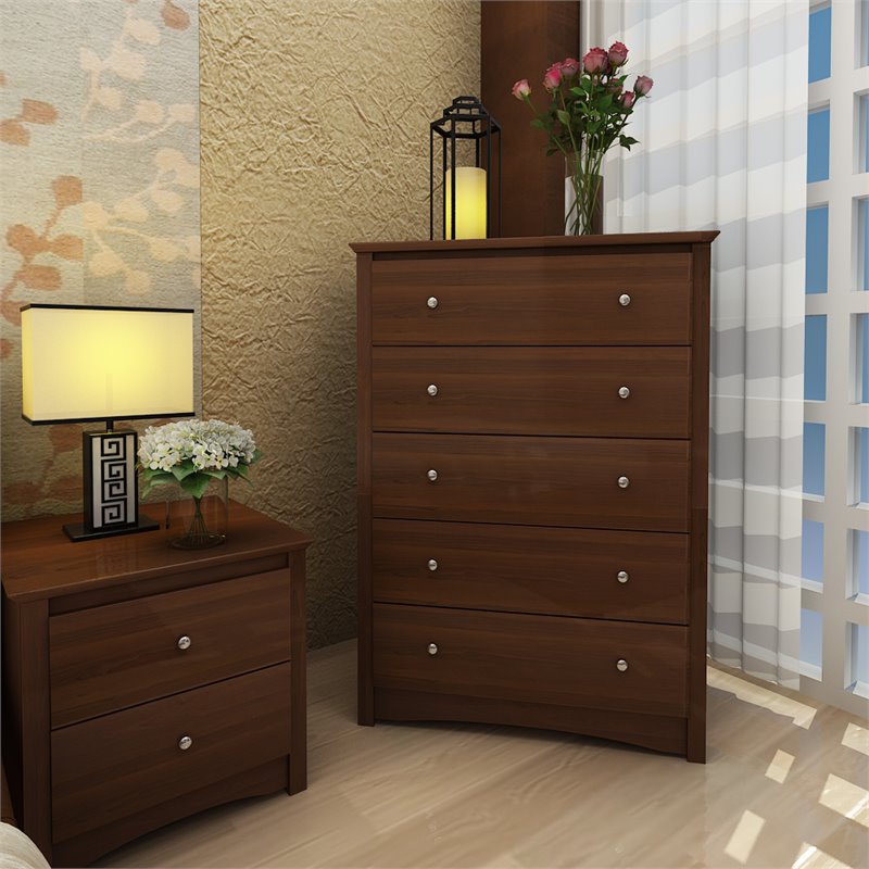 4 Piece Furniture Set with 2 Nightstands Dresser and Chest in Espresso ...