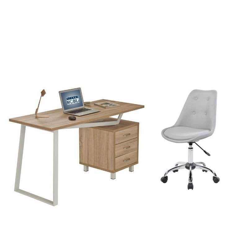 2 Piece Mid Century Modern Office Set With Armless Desk Chair And