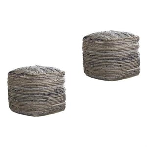Home Square Set of 2 Cylinder Pouf in Natural