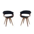 Mid-Century Modern 2 Piece Fabric Upholstered Accent Chair in Charcoal